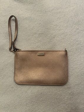 kate spade Metallic Rose Gold Wristlet Clutch